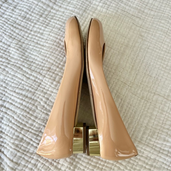 J. Crew | Janey Nude Patent Leather Gold Heeled Ballet Flats - Picture 4 of 9